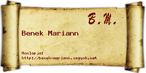 Benek Mariann névjegykártya